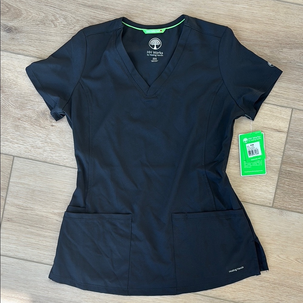 Healing Hands  Fitted V-Neck Short Sleeve Top